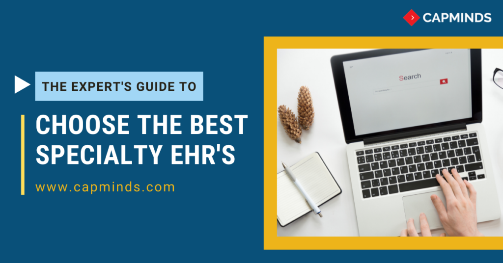 Search bar appearance in the laptop to search for best speciality EHR