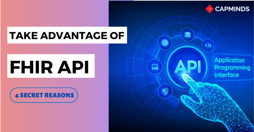 Digital arm presses API circle depicting the advantage of FHIR API