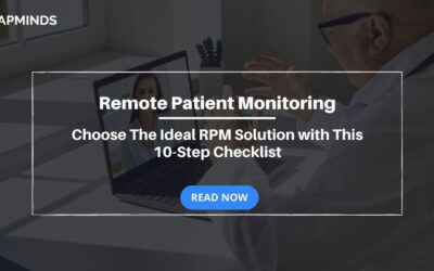 Patient and a doctor seen interacting to each other using laptop which meant to showcase the remote patient monitoring solution