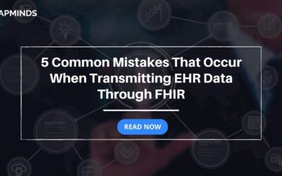 Image represents a blog named "5 Common Mistakes That Occur When Transmitting EHR Data Through FHIR"