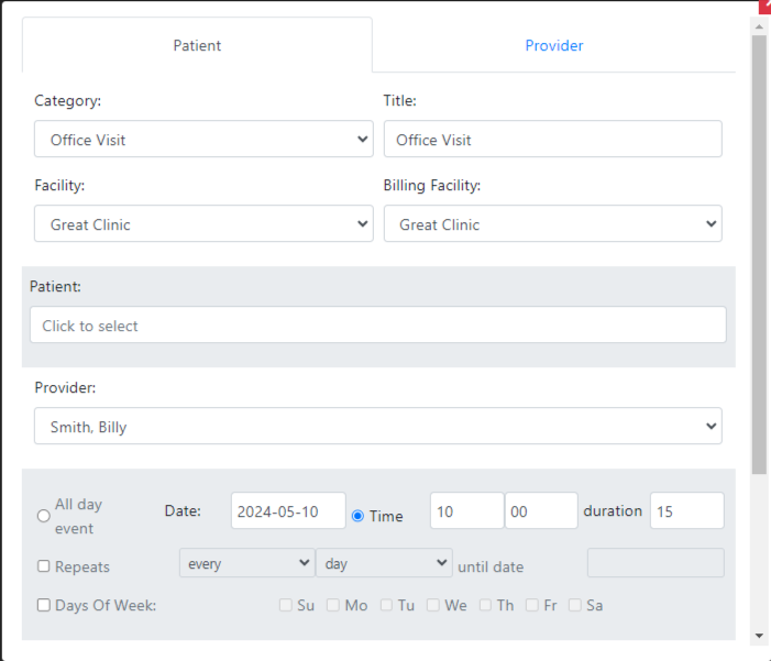 How to Schedule Appointments in OpenEMR