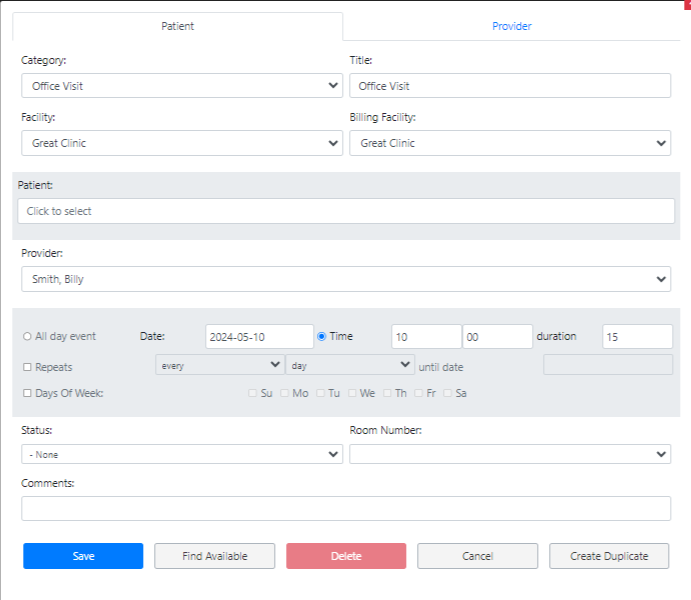 How to Schedule Appointments in OpenEMR