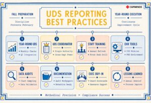 A year-round guide to the best UDS reporting practices, including audit, training, and preparation.