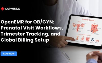 Illustration of OpenEMR for OB GYN showing prenatal visit workflows, trimester tracking, and global billing setup for maternity care and obstetric management.