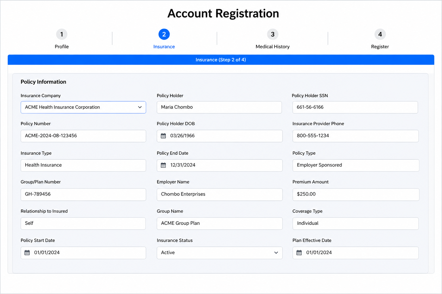 Account Registration Form Mockup Design