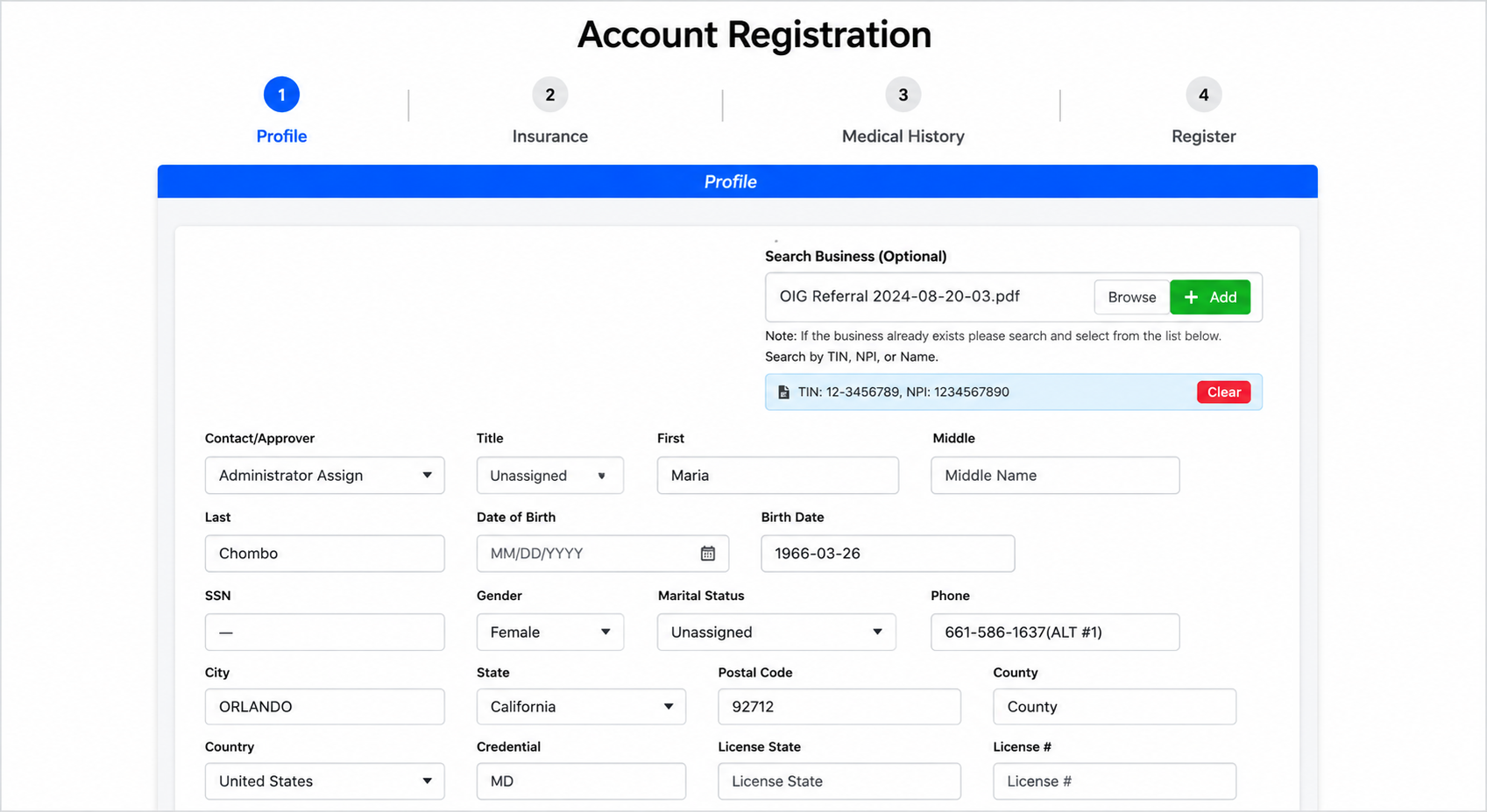 Account Registration Form UI Design