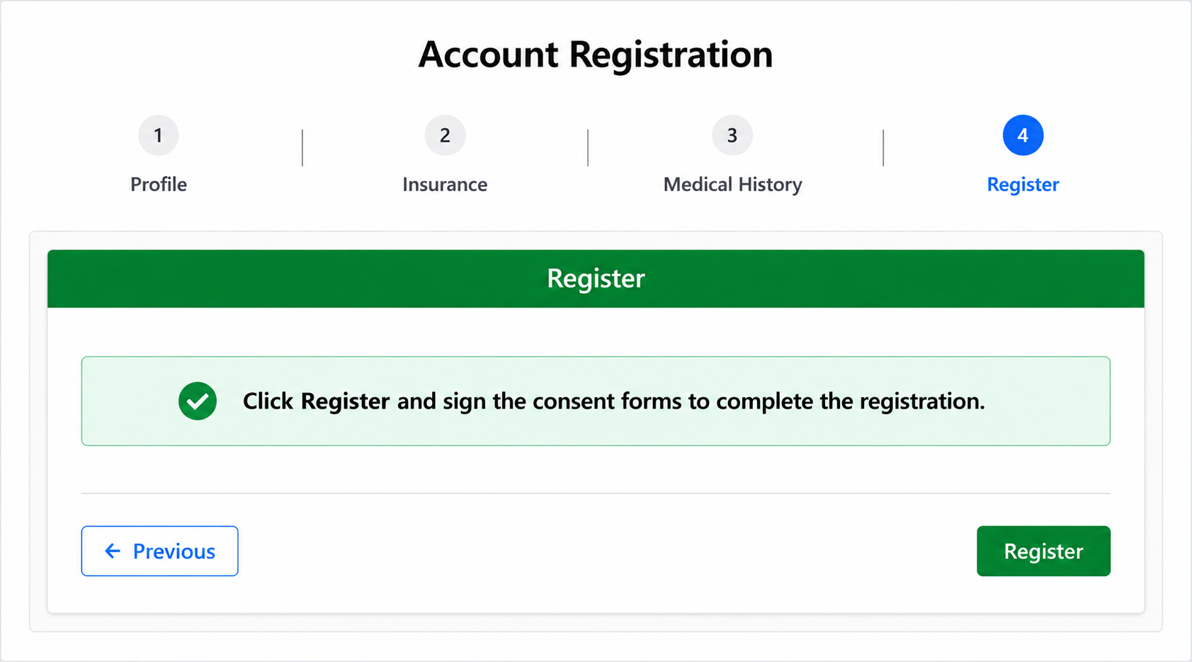 Account Registration Stepper Interface