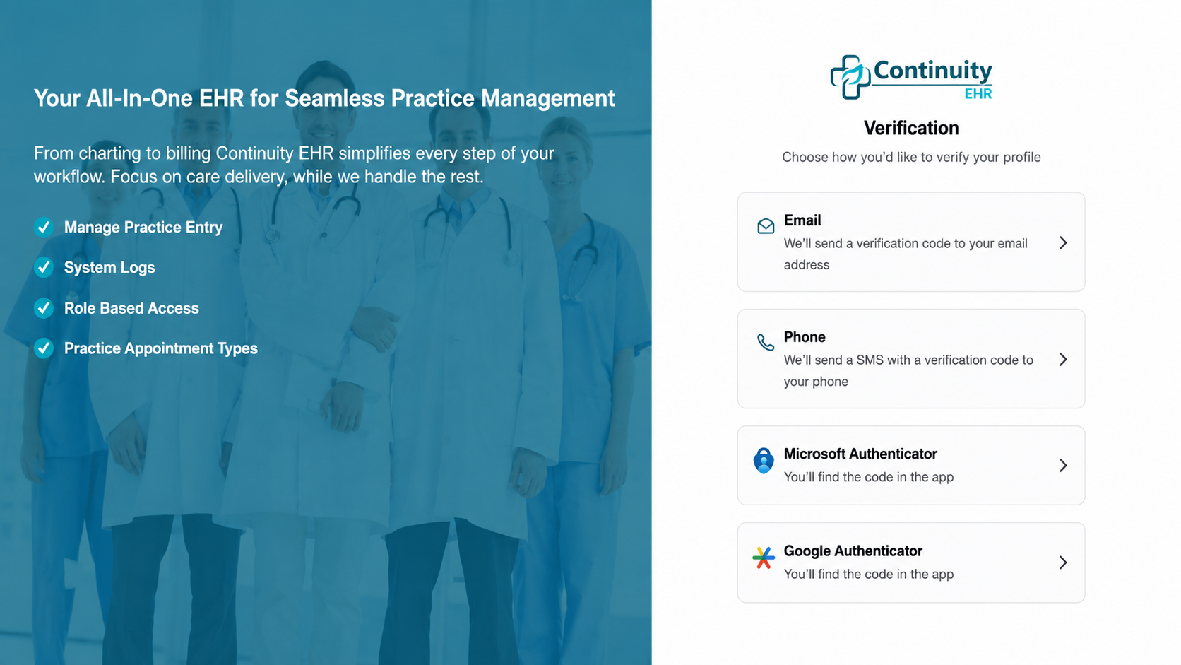 EHR verification process with promotional UI