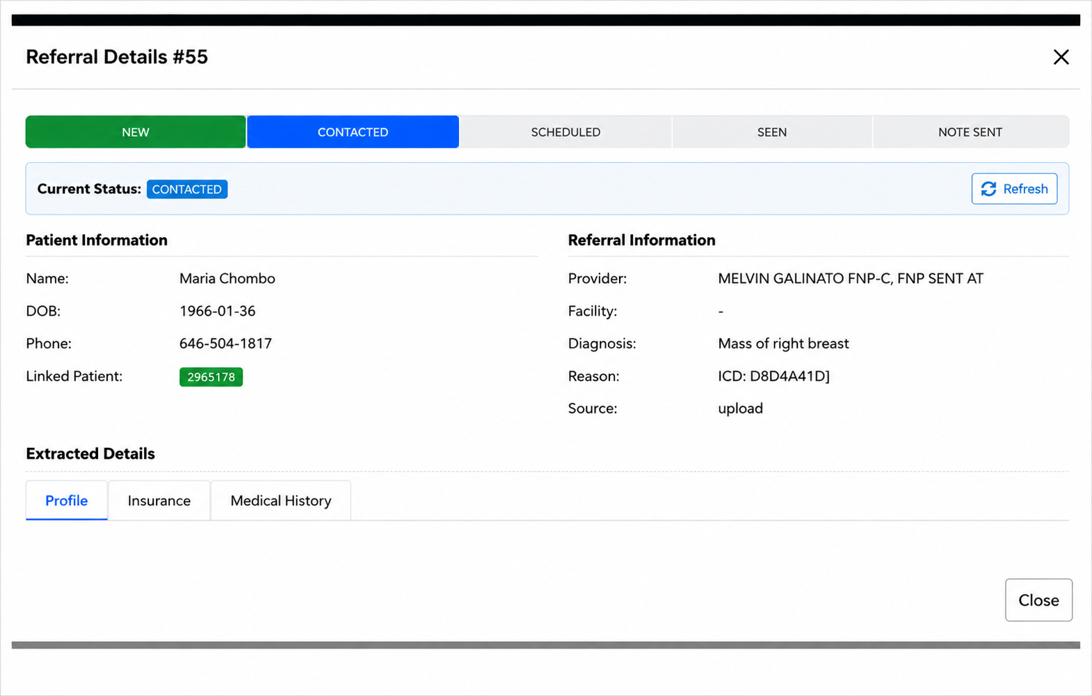 Referral Details Page UI Design