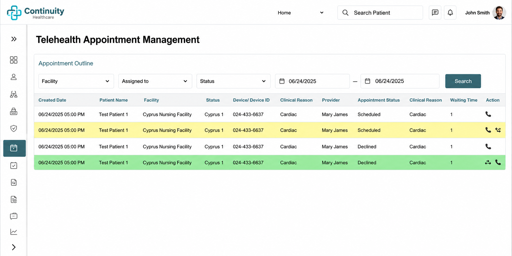 Telehealth Appointment Management Queue