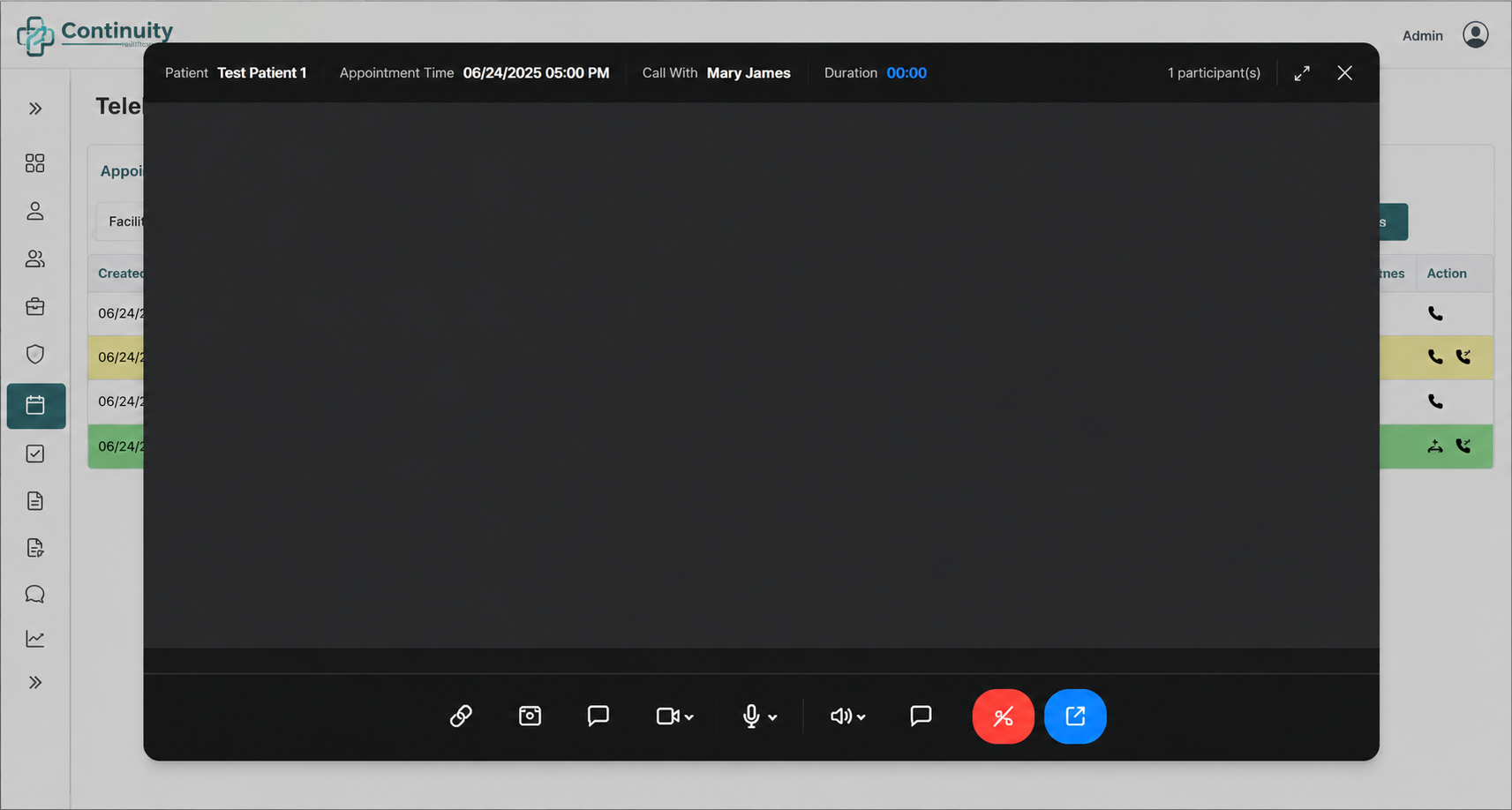 Telehealth Video Call Interface