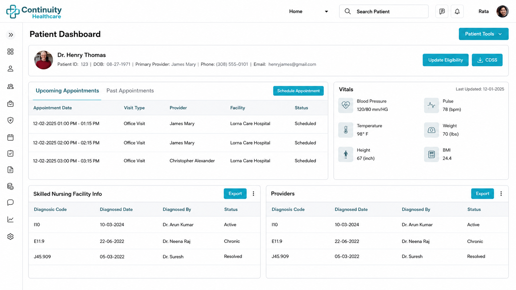 Unified SNF Patient Dashboard